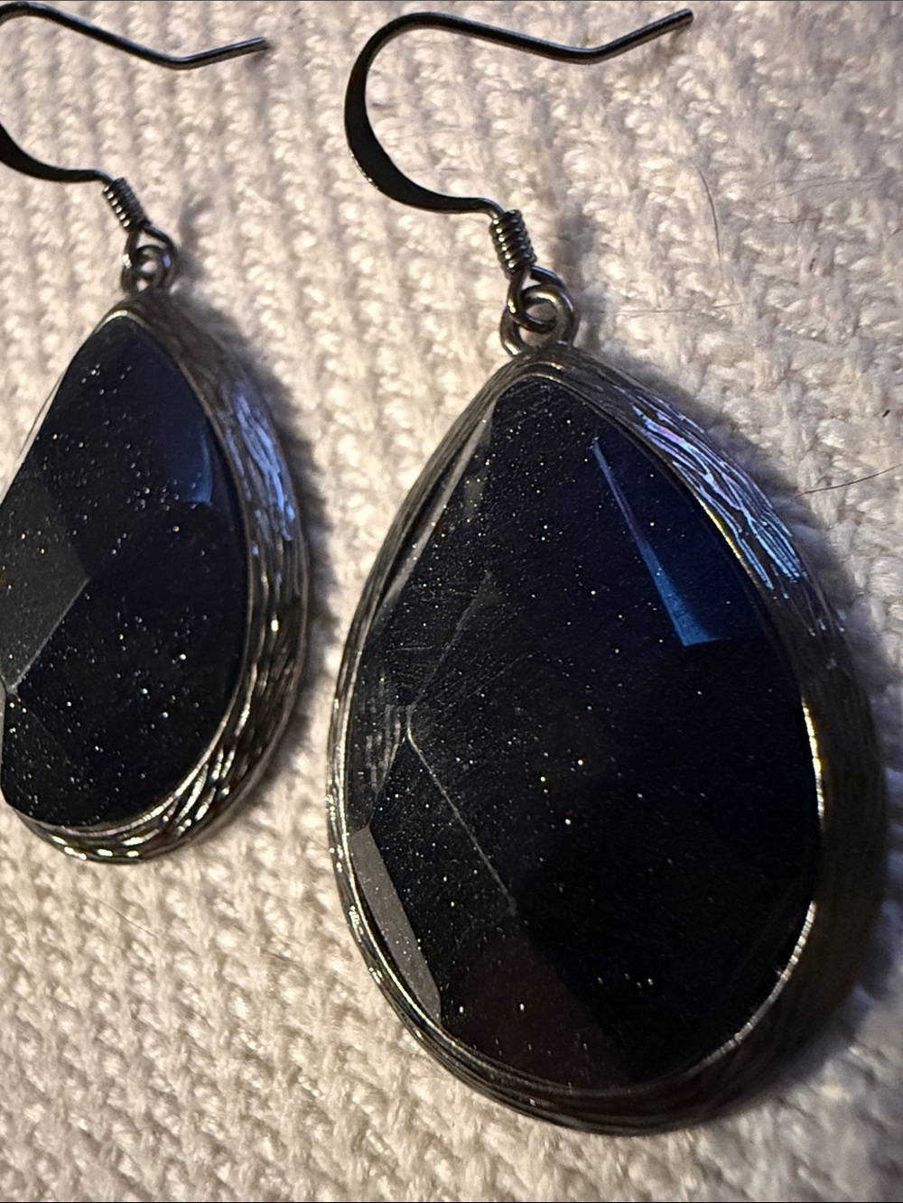 Sparkling Deep Plum & Silver Teardrop Earrings